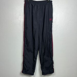 Adidas Y2K Elastic Waistband Black Track Pants With Red Piping Size L